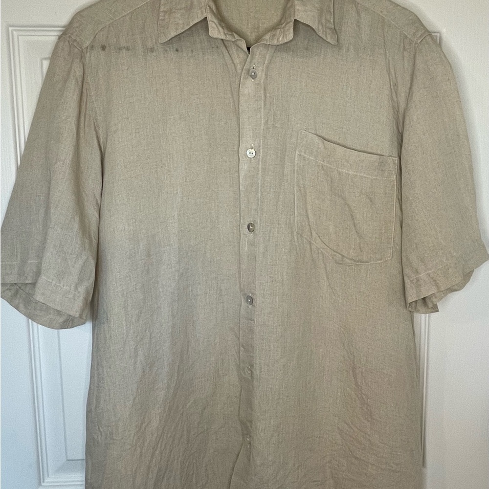 Men's Beige Linen Shirt